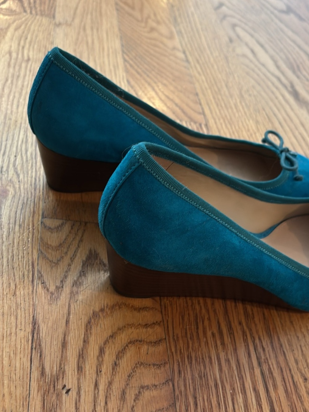Women’s Tory Burch Teal Suede Wedge Ballet Pump - Picture 3 of 5